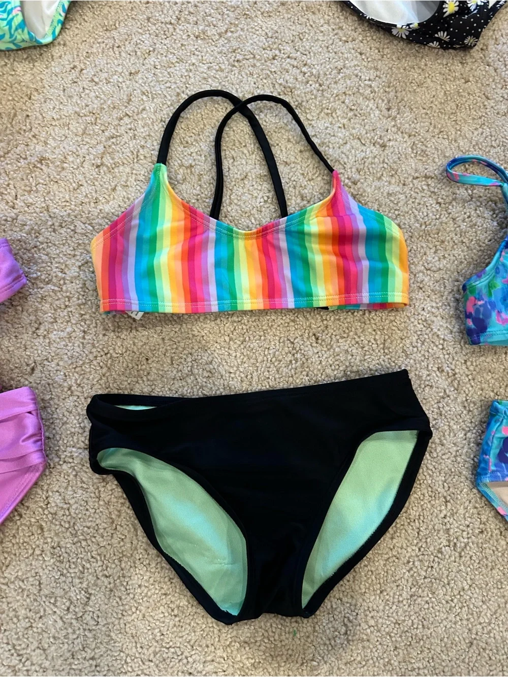 art class Kids Bikini Set Assorted Colors - Black, Green, Pink, Blue, Rainbow